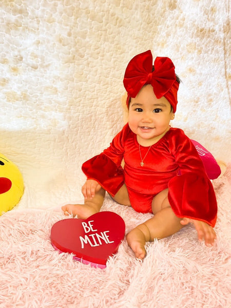 Baby Girl Red Velvet Leotard