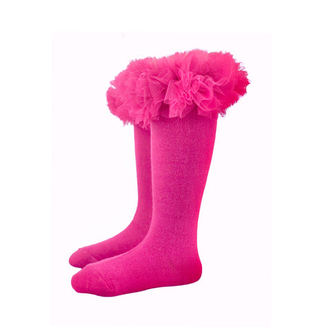 Fluffy Ruffle Hot Pink Tutu Knee High Socks