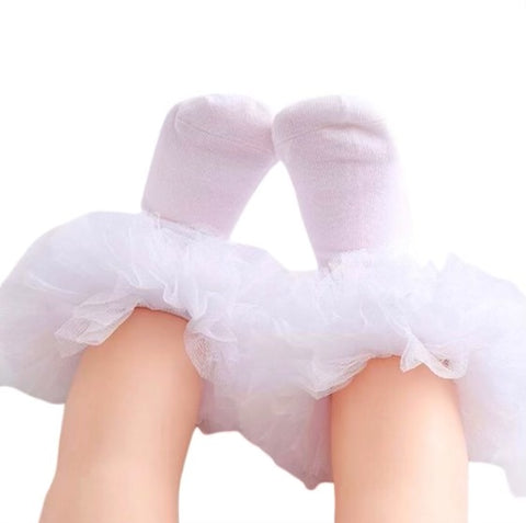 Fluffy Ruffle White Tutu Socks