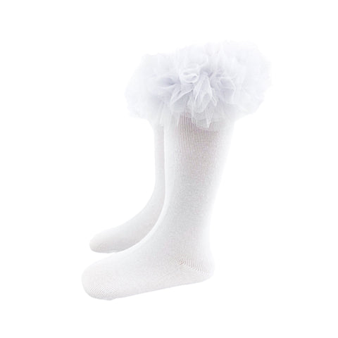 Fluffy Ruffle White Tutu Knee High Socks