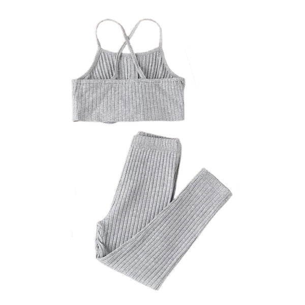 Grey ribbed knit set