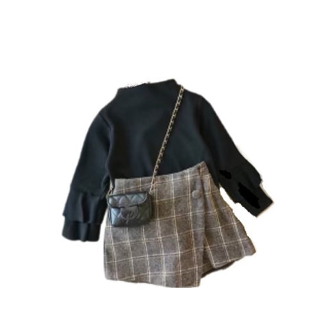 Stylish  Plaid Skirt Set