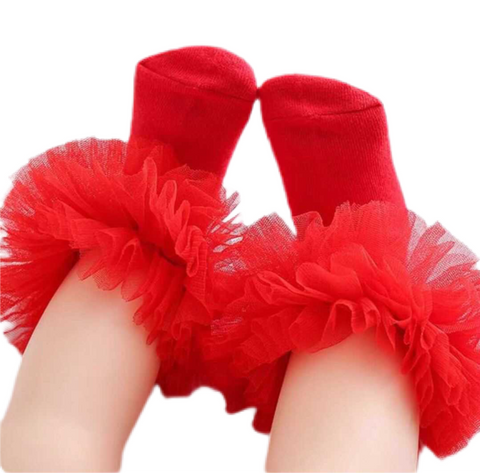 Fluffy Ruffle Red Tutu Socks