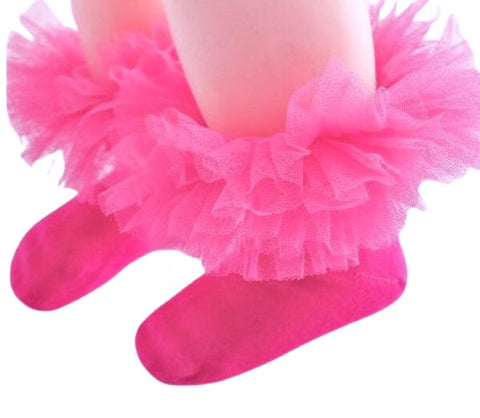 Fluffy Ruffle Hot Pink Tutu Socks