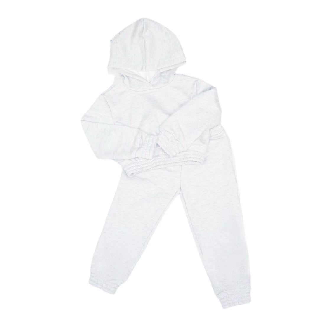 Mini White Jogger Set